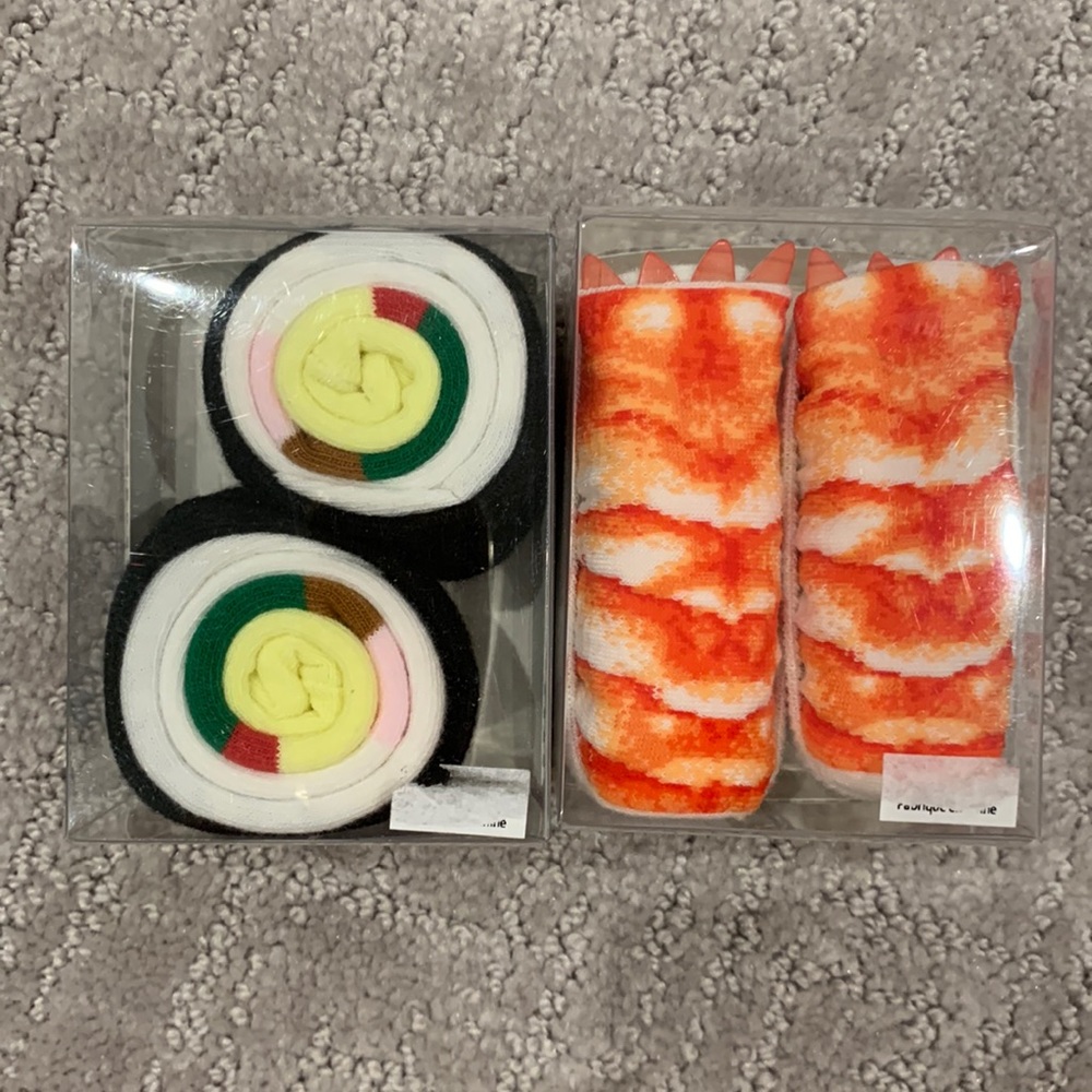 Set of two sushi socks, brand new in box